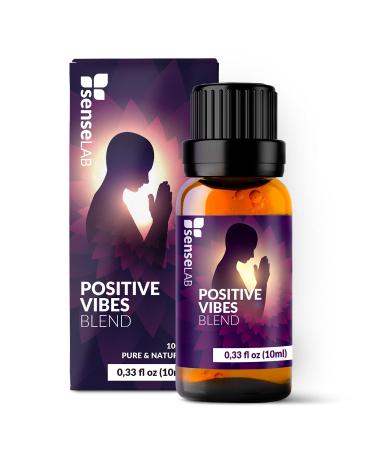 SenseLAB Positive Vibes Essential Oil Blend - 100% Pure Extract with Bergamot Clary Sage and Frankincense Oil Therapeutic Grade for Aromatherapy Diffuser and Humidifier (10 ml) Positive Vibes 10ml (Blend)