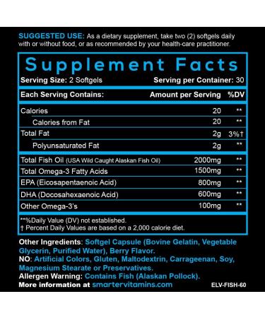 3 Pack Smarter Omega-3 Fish Oil Burpless Strawberry Flavor | Triple Strength 2000mg DHA EPA | AlaskOmega | Brain & Joint Support - Buy Online on GoSupps.com