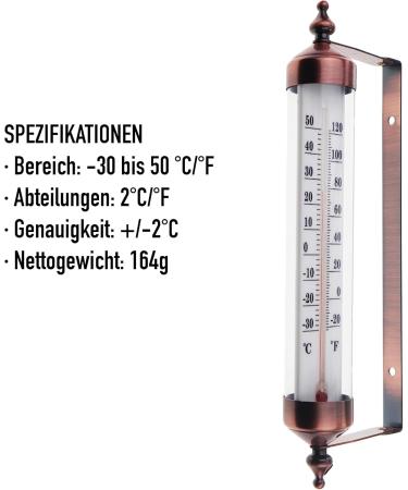 Stylish Bronze Outdoor Thermometer - Perfect for Garden Wall Greenhouse & Garage | Easy to Hang - Buy Online on GoSupps.com