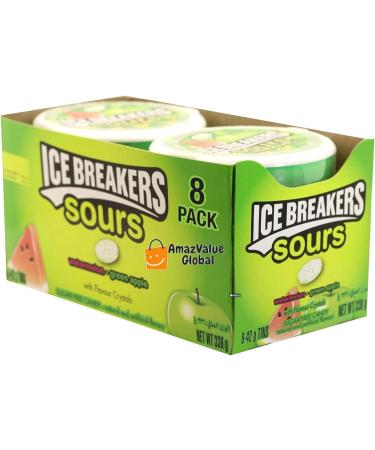 Ice Breakers Sours Sugar Free Mints Sour Sweets Watermelon and Green Apple Flavour 8 x 42 g Pack - Buy Online on GoSupps.com