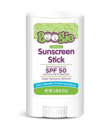 Baby Sunscreen by Boogie Block, Mineral Sunscreen Stick, Naturally Derived, Water Resistant, SPF 50, 0.49 Oz, Pack of 1 0.49 Ounce (Pack of 1)