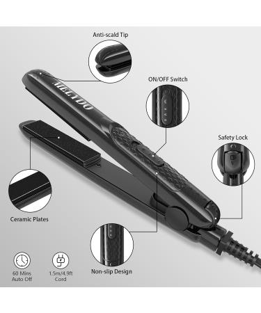 MELYDO Mini Ceramic Hair Straightener for Short Hair/Bangs - Dual Voltage Travel Straightener in Black - Buy Online on GoSupps.com