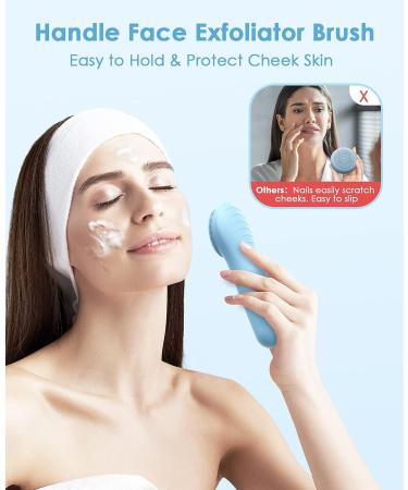 Jack&Rose Sonic Silicone Face Scrubber - Waterproof Electric Facial Cleansing Brush for Sensitive Skin - Inductive Charging Face Exfoliator (Sky Blue) - Buy Online on GoSupps.com