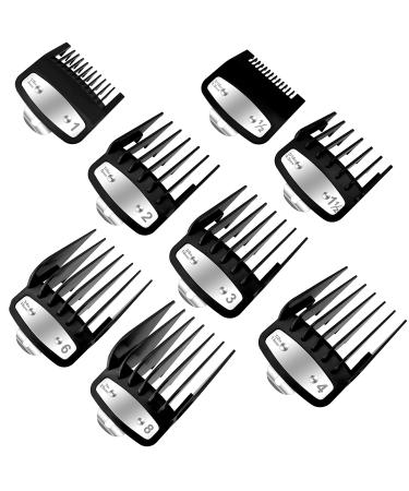 Professional Hair Clipper Guards for Wahl,8 Pcs Hair Cutting Guide Combs Set with Metal Clip Compatible with Wahl Clippers(Black) Black-8