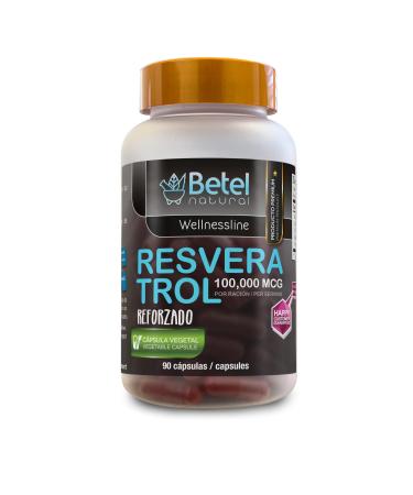 Betel Natural Resveratrol Reforzado - 100 000 mcg | 90 C psulas Vegetales Suplemento Premium Antioxidante con Vitaminas C E A y Extracto de Uva Wellnessline