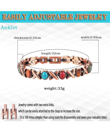 Yinox 3500 Gauss Lady Arthritis Magnetic Therapy Copper Jewelry Set - Relieve Bone Pain Slimming & Lymphatic Drainage (Bracelet + Foot Chain) - Buy Online on GoSupps.com