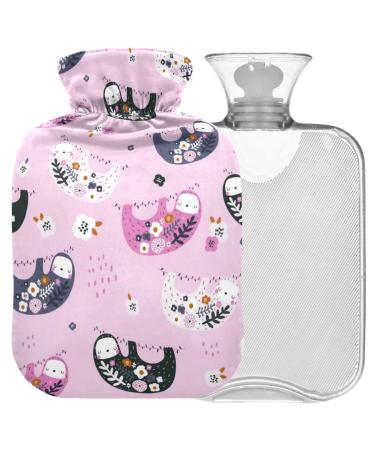 Naanle Floral Sloths hot water bottle with reference warm and cold therapy Transparent hot water bottle 1l warm steadel for bed hand feet heat pain relief