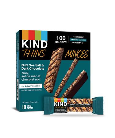 KIND THINS Nuts Sea Salt & Dark Chocolate Gluten Free Bars 21g Bar (10 Count)
