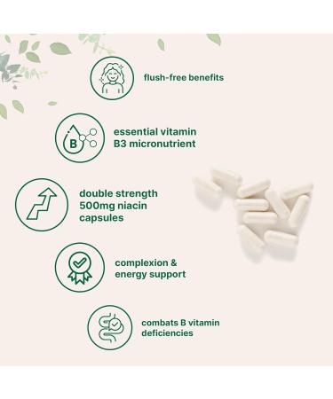 Micro Ingredients Niacin 500mg Per Serving 400 Capsules | Flush Free B3 Vitamins | Double Strength Essential B Vitamin Supplement | Skin Care Health & Energy Support | Non-GMO Gluten Free - Buy Online on GoSupps.com