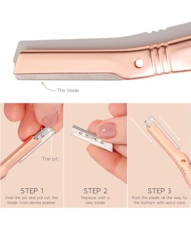 Brandluxe Eco-Friendly Dermaplaning Tool for Women - Rose Gold, Includes 3 Swedish Stainless Steel Blades - Buy Online on GoSupps.com