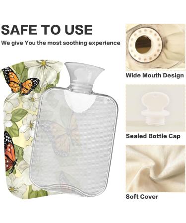 Butterfly Floral Hot Water Bottle 2L - BPA Free Large Hot Water Bag for Pain Relief | International Shipping - Buy Online on GoSupps.com