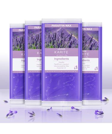 KARITE Paraffin Wax Refills 4 Pack Lavender Scented Paraffin Wax Beads Blocks for Paraffin Bath Paraffin Wax Machine Refills for Hand Feet Dry Skin Relieve Stiff Muscles and Pain Deep Hydration Lavender wax
