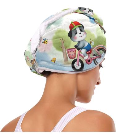 Cute Animal Bicycle Hair Towels | Super Absorbent Quick Dry Turbans 2 Pack for Women & Girls - Buy Online on GoSupps.com