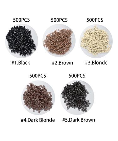2500pcs 5mm Silicone Lined Micro Links Beads for I Tip Hair Extensions - 5 Colors - Buy Online on GoSupps.com