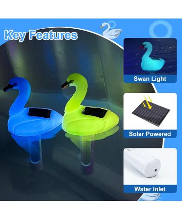 Kingsom Solar Floating Pool Thermometer with Color-Changing Swan Light - Easy Night Reading for Spa & Pool - Buy Online on GoSupps.com