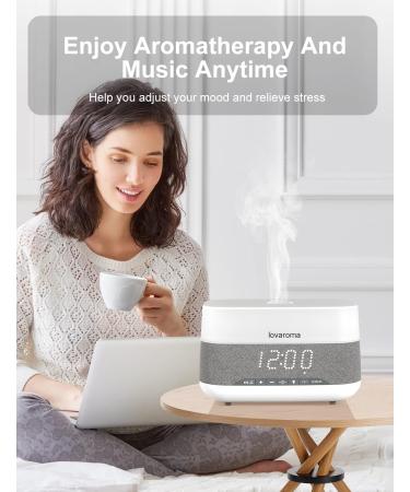 Lovaroma 300ml Aroma Diffuser & Humidifier with Bluetooth Speaker Alarm Clock 7 LED Colors 4 Timers & Auto Waterless Shutdown - Ideal for Bedrooms & Offices - Buy Online on GoSupps.com