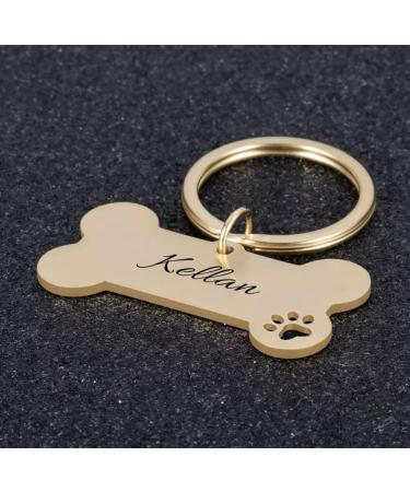 Personalized Stainless Steel Dog Bone ID Tags for Small Pets | Custom Engraved Double-Sided with Key Ring - Perfect for Puppies & Cats - Buy Online on GoSupps.com