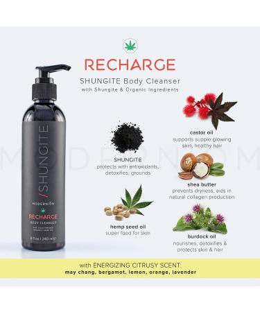 Organic M Shungite Recharge Body Wash with Hemp Seed Oil | Antibacterial Cleanser for Face, Hands & Body | Vegan & Non GMO | Handmade in USA - Buy Online on GoSupps.com