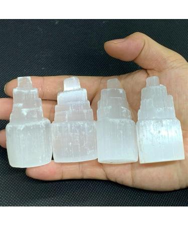 Crystal Rough 2.4" Mini Natural Selenite Tower Crystal Skyscraper Handmade Cleansing - Buy Online on GoSupps.com