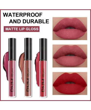 3Pcs Matte Lip Gloss Set Matte Liquid Lipstick Set Lip Stain Long-Lasting Waterproof Lipgloss Makeup Gift Lipsticks Set Vibrant Lips Set (10) #10 - Buy Online on GoSupps.com