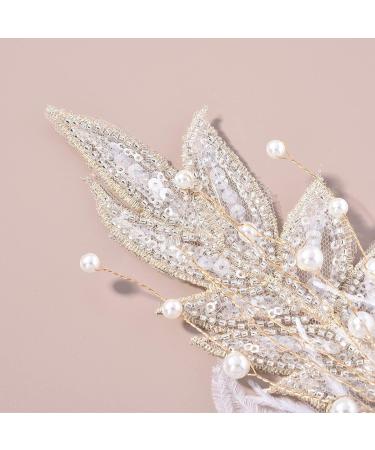 fdsmall Bride Headpieces Hair Barrette Pearl Feather Hair Piece Hair Pin Wedding Hair Accessories for Brides Bridesmaids Women and Girls - Buy Online on GoSupps.com