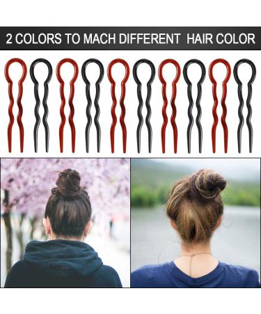 40 Pcs Plastic U Shaped Hair Pins for Hair Braid Twist Styling - Black + Brown - Buy Online on GoSupps.com