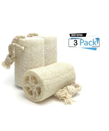 NAXMI Natural Loofah Sponge Exfoliating - Body Scrubbers for Men and Women (3 Pack) - Buy Online on GoSupps.com