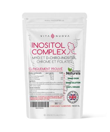 Myo et D Chiro Inositol avec Folate et Chrome - SOPK/PCOS - Sans Additifs 180 unit (Lot de 1)