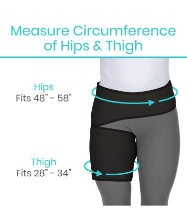 Vive Groin and Hip Brace - Compression Support for Sciatica, Nerve Pain Relief, and Muscle Recovery - Black, 48-58 - Buy Online on GoSupps.com