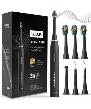 Electric Toothbrush Sonic Black Electric Toothbrush for Adults Sleek and Modern with Smart Pressure Sensor Rechargeable Waterproof Tooth Brush with 4 Power Modes Brush Focus Timer