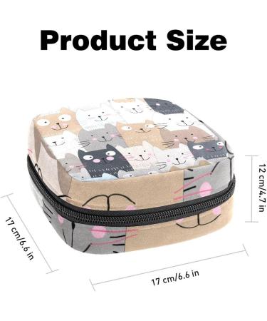 GIAPB Period Bag | Sanitary Napkin Storage & Travel Makeup Pouch | Cartoon Cat Design - Buy Online on GoSupps.com