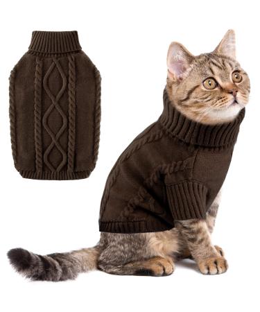 Classic knitting fleece dog sweater warm puppy clothing cat sweater winter turtleneck pet outfits clothing for chihuahua coffee s s coffee