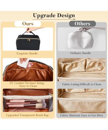 Large Capacity Waterproof PU Makeup Bag with Divider and Handle - Black Travel Toiletry Organizer - Buy Online on GoSupps.com