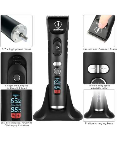 Ceenwes Hair Clippers Heavy Duty Clippers for Men Rechargeable Hair Trimmer Cordless Clippers Hair Cutting Kit with Charging Dock 1 Hairdressing Cape 8 Guide Combs (Black) - Buy Online on GoSupps.com