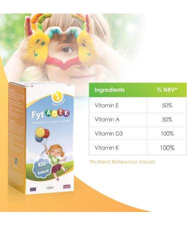 FytADEK Complete Multivitamin for Children | Development Support Immunity & Bone Health | Vitamins A D3 E K | Vegan Gluten Free & Additive Formula 15 ml - Buy Online on GoSupps.com
