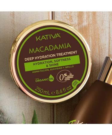 Kativa Macadamia Deep Hydration Treatment Mask - 8.45 Fl Oz | Organic Macadamia Oil for Dehydrated, Dry Hair | Salt, Sulfate, Gluten, and Paraben Free - Buy Online on GoSupps.com