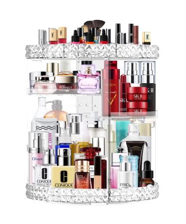 360 Rotating Makeup Organizer Large Capacity Cosmetics Organizer Beauty Organizer Clear Cosmetic Storage Display Case with 8 Layers and Detachable Shelves for Bedroom Dresser or Vanity Countertop