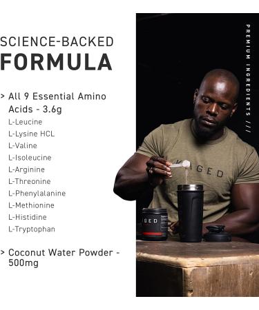 Kaged Muscle Amino Synergy Vegan BCAA + EAA Powder - Raspberry Lemonade with Coconut Water | 30 Servings with Caffeine - Buy Online on GoSupps.com