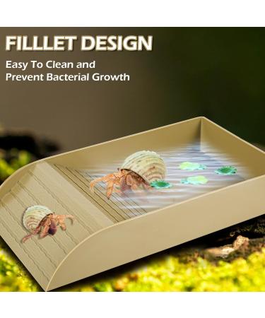 Eummy Tortoise Water Dish Tortoise Bath Dish Anti Slip Reptile Pool Bowl with Ramp Reptile Feeding Box Dish Plastic Turtle Food and Water Bowl Tortoise Accessories for Basking Feeding Bathing (Wood) - Buy Online on GoSupps.com