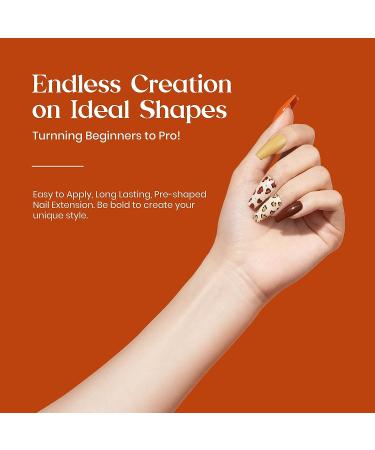 Beetles Gel Nail Polish Kit with LED Light | 6 Colors Winter Gel Polish Set with Base & Top Coat | Easy Nail Extension Starter Kit | Coffin Nails | Valentine's Day Gift for Women - E-Orange Autumn - Buy Online on GoSupps.com