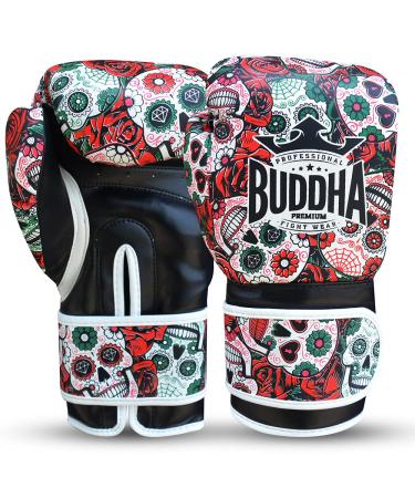Buddha Fight Wear - Fantasy Luzbel Boxing gloves - Muay Thai - Kickboxing - synthetic leather inner material in the odor -resistant - reinforced seam - Various designs 16 onz red Mexican