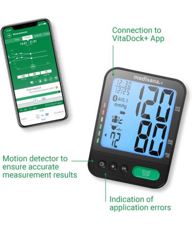 Medisana BU 580 Connect - Upper Arm Blood Pressure Monitor | Bluetooth Memory Function Large Cuff (23-43 cm) Precise Measurement Big Display Traffic Light Scale - Buy Online on GoSupps.com