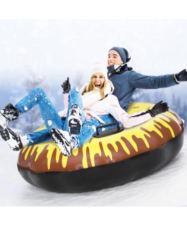 Snow Tube Sled for Kids and Adults, TOSKIESGO 55"/47" Inflatable Sled with 1.2mm Cold-Proof and Heavy Duty Material, Foldable and Easy to Carry, Thickening Snow Sled with Sturdy Handles