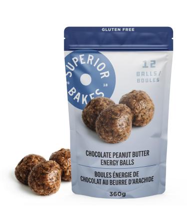 Superior Bakes Chocolate Peanut Butter ENERGY Balls Gluten Free 360g Chocolate 6g Protein per Per Serving Protein Ball Snack (1 pack of 12 balls)