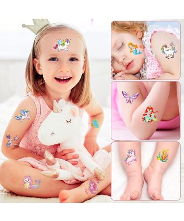 Zayvor 306CT Kids Temporary Tattoos - Butterfly Unicorn Mermaid Designs | Birthday Party Favors | Halloween & Christmas Costume Accessories - Buy Online on GoSupps.com