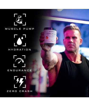 Amplify Caffeine Free Pre Workout with Nitrates and Coconut Water - Peach Mango Flavor | Stimulant Free Muscle Pump Enhancer for Men and Women - Buy Online on GoSupps.com