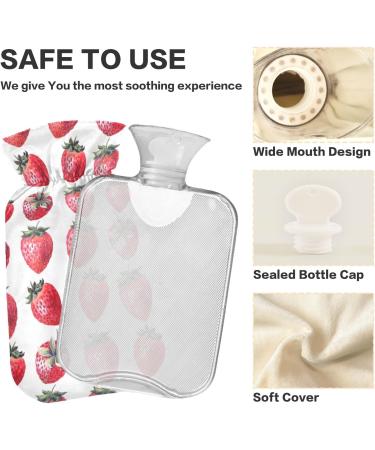 Naanle Strawberry Heat Bottle - 1L Transparent Hot Water Bottle for Pain Relief & Cold Therapy | Ideal for Bed Hand & Foot - Buy Online on GoSupps.com