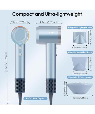 YASHE HD-896 Hair Dryer 110 000 RPM High-Speed Brushless Motor Low Noise Fast Drying 22m/s Hairdryers for Women & Men 1 Diffuser and 2 Concentrator Negative Ionic Blow Dryer for Salon Home Travel - Buy Online on GoSupps.com