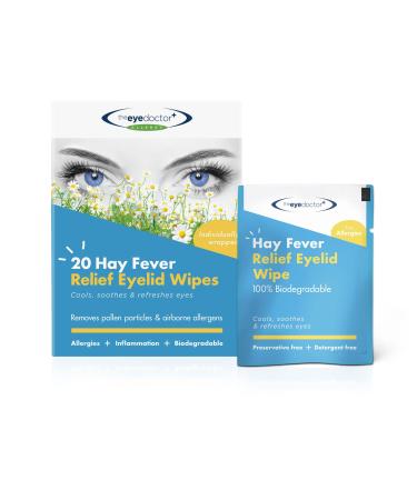 The Eye Doctor Hay Fever Relief Eyelid Wipes - 40x Single Use Eye Wipes for Allergy & Hayfever - Inflammation, Watery Itchy Eyes, Headaches & Migraines - Cooling Soothing Relief 40 Allergy Wipes