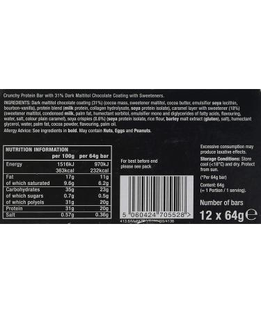  Warrior Warrior Crunch High Protein Low Sugar Bar Pack of 12 Dark Chocolate Peanut Bars - Buy Online on GoSupps.com